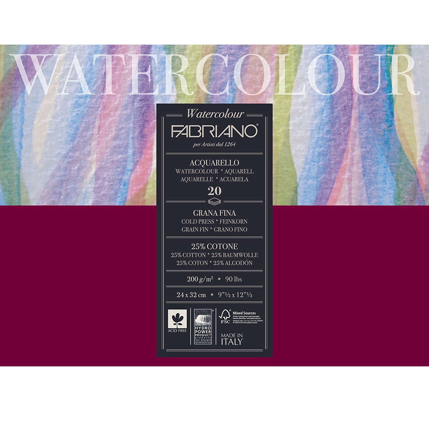 Blok Fabriano Watercolour 24x32 200gr 20L